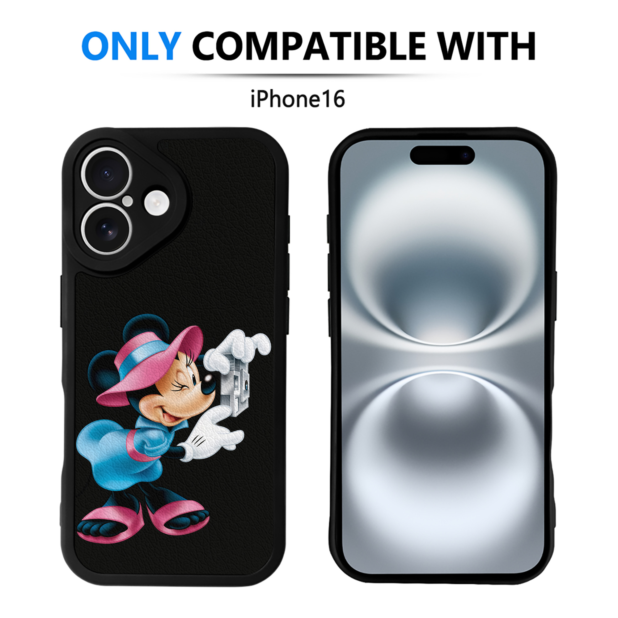 （画像用） ミッキーマウス Mickey Mouse 【iPhone 16シリーズ対応】シリコンスマホケース（レザー調） 材質：シリコン